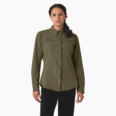 Dickies Women's Cooling Roll-tab Work Shirt In Green