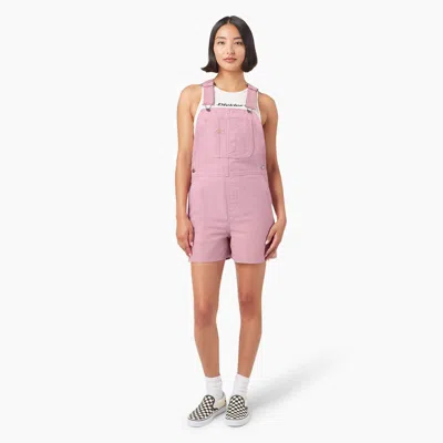 Dickies Women's Duck Canvas Bib Shortalls, 4" In Pink