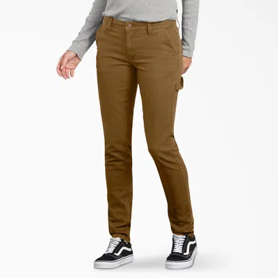 Dickies Women's Duck Slim Fit Carpenter Pants In Brown