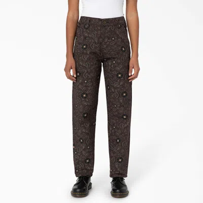 Dickies Women's Ellis Floral Duck Canvas Pants In Brown