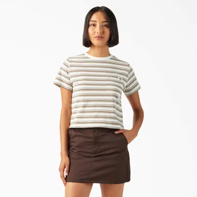 Dickies Women's Large Striped Cropped Pocket T-shirt