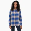 Dickies Women's Plaid Flannel Long Sleeve Shirt In Blue