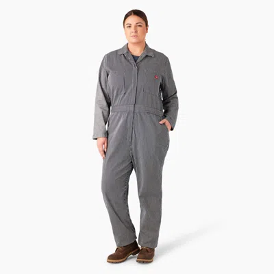 Dickies Women's Plus Long Sleeve Hickory Stripe Overalls