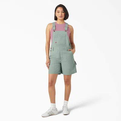 Dickies Women's Relaxed Fit Bib Shortalls, 7" In Green