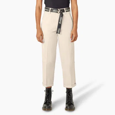 Dickies Women's Relaxed Fit Cropped Cargo Pants In Beige