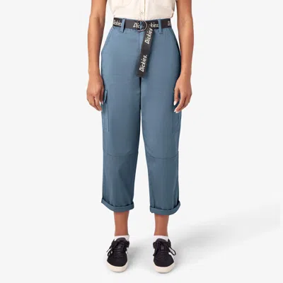 Dickies Women's Relaxed Fit Cropped Cargo Pants In Blue