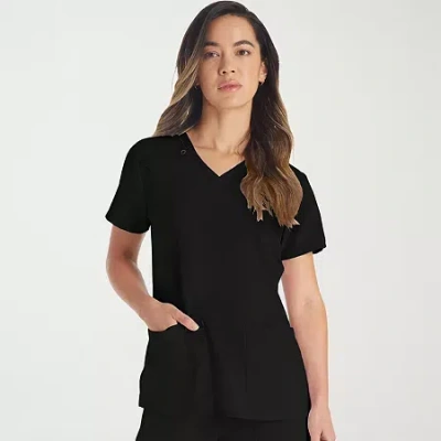 Dickies Womens V Neck Short Sleeve Scrub Top In Black