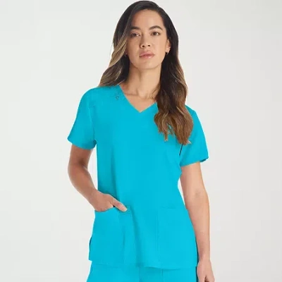 Dickies Womens V Neck Short Sleeve Scrub Top In Blue