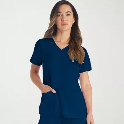 Dickies Womens V Neck Short Sleeve Scrub Top In Blue