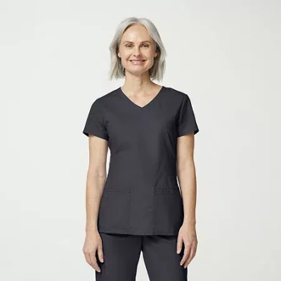 Dickies Womens V Neck Short Sleeve Scrub Top In Gray