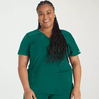 Dickies Womens V Neck Short Sleeve Scrub Top In Green
