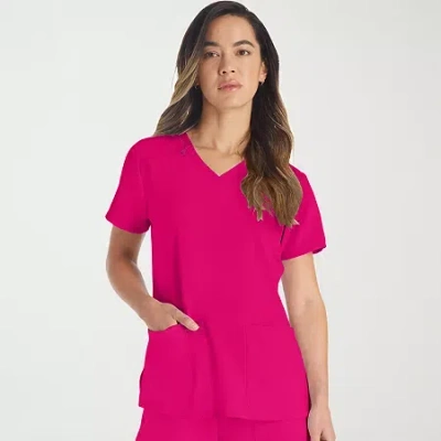 Dickies Womens V Neck Short Sleeve Scrub Top In Pink