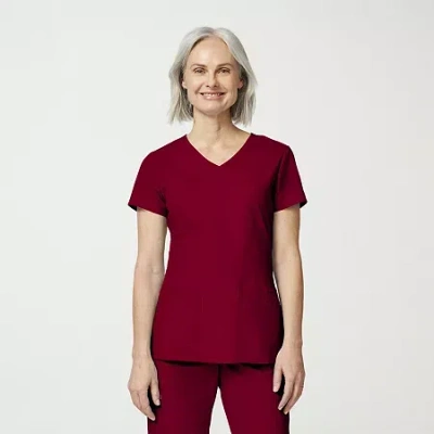 Dickies Womens V Neck Short Sleeve Scrub Top In Red