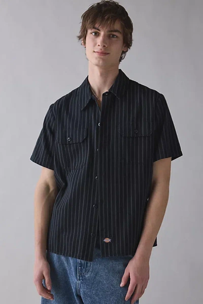 Dickies Worn In Lightweight Short Sleeve Shirt Top In Black, Men's At Urban Outfitters In Blue
