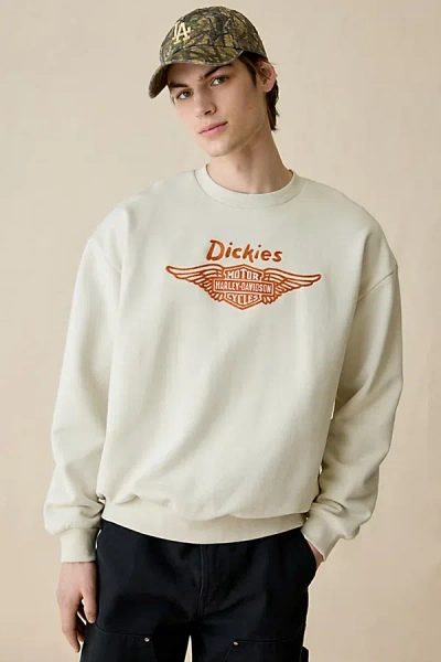 Dickies X Harley Davidson Logo Graphic Crew Neck Sweatshirt In Bone, Men's At Urban Outfitters In Brown