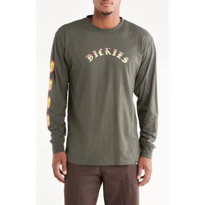 Dickies X Spitfire Long Sleeve Cotton Graphic T-shirt In Green