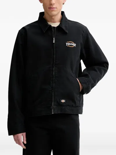 Dickies X Trasher Logo-embroidered Zip-fastening Jacket In Black