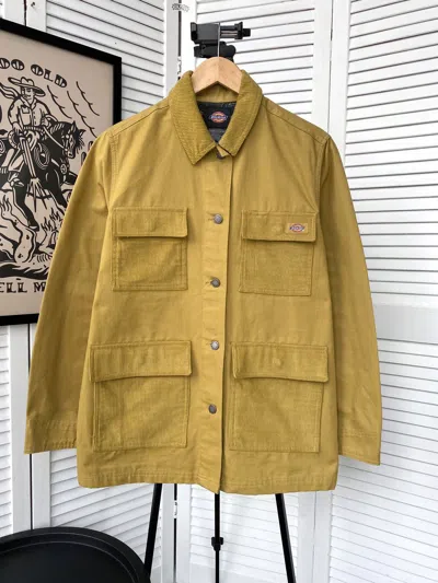 Pre-owned Dickies X Vintage Dickies Chore Multi Pocket Corduroy Coat Jacket In Yellow