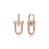 Didier Dubot Women's Rose Gold Dual D. D Silver Dangle Earring With Crystal Accents In Gold
