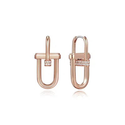 Didier Dubot Women's Rose Gold Dual D. D Silver Dangle Earring With Crystal Accents