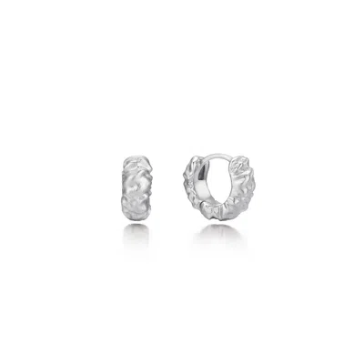 Didier Dubot Women's Sensuelle Raw Silver Huggie Earrings