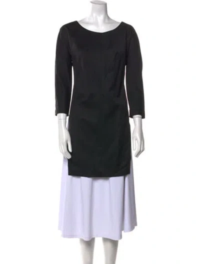 Pre-owned Didier Ludot Bateau Neckline Three-quarter Sleeve Tunic In Black