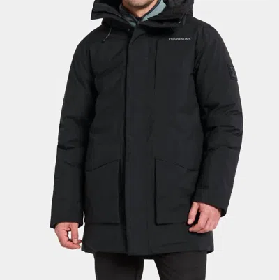 Didricksons Akilles Hooded Parka Coat In Black