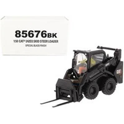 Diecast Masters 1-50 Diecast Model Cat Caterpillar 242d3 Skid Steer Loader With Work Tools Special Black Paint & Ope