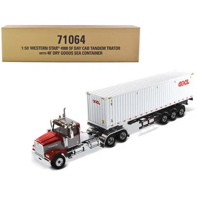 Diecast Masters 1-50 Scale Red & Gray Transport Series Western Star 4900 Sf Tandem Day Cab Truck Tractor Diecast Mod