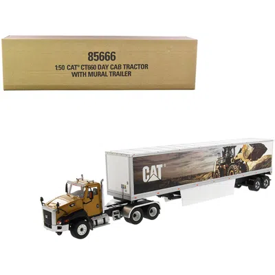Diecast Masters 1-50 Scale Transport Series Cat Caterpillar Ct660 Day Cab With Caterpillar Mural Dry Van Trailer Die