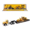 Diecast Masters 1-87 Ho Scale Diecast Model Cab Tractor With Lowboy Trailer & Cat 163h Motor Grader Yellow For Cat C