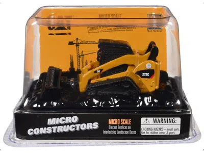 DIECAST MASTERS CAT CATERPILLAR 272C COMPACT TRACK LOADER WITH BROOM YELLOW "MICRO-CONSTRUCTOR" SERIES DIECAST MODEL