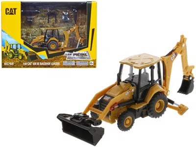 Diecast Masters Cat Caterpillar 420 Xe Backhoe Loader With Work Tools Yellow 1/64 Diecast Model By
