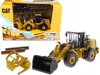 Diecast Masters Cat Caterpillar 950m Wheel Loader With Bucket And Log Fork With Two Log Poles "play & Collect!" 1/64