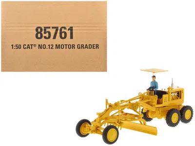 Diecast Masters Cat Caterpillar No.12 Motor Grader Yellow With Operator "vintage Series" 1/50 Diecast Model By Dieca
