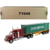 Diecast Masters International Lonestar Sleeper Cab Red With Skeleton Trailer & 40 Ft. Dry Goods Sea Containergreen T