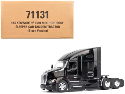 Diecast Masters Kenworth T680 76" High Roof Sleeper Cab Truck Tractor Black "transport Series" 1/50 Diecast Model By