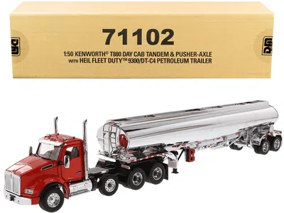 Diecast Masters Kenworth T880 Day Cab Tandem Truck With Pusher-axle And Heil Fleet Duty 9300/dt-c4 Petroleum Tanker