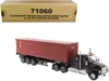 Diecast Masters Kenworth T880 Sbfa 40" Sleeper Cab Tridem Truck Tractor Black Metallic With Flatbed Trailer And 40'