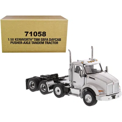Diecast Masters Kenworth T880 Sbfa Day Cab Pusher-axle Tandem Truck Tractor White Metallic 1 By 50 Diecast Model