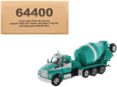 Diecast Masters Kenworth T880s Sffa Tandem With Pusher And Tag Axle With Bridgemaster Mcneilus Mixer "island Ready M In Green