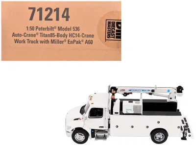 Diecast Masters Peterbilt 536 Auto-crane Titan85-body Hc14-crane Work Truck With Miller Enpak White "transport Serie In Multi
