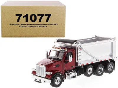 Diecast Masters Peterbilt 567 Sffa Tandem Axle With Pusher Axle Ox Stampede Dump Truck Red And Chrome "transport Ser