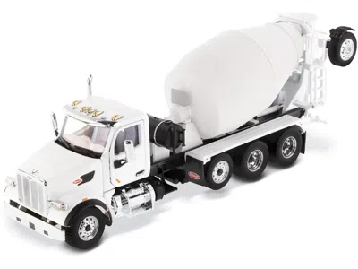 Diecast Masters Peterbilt 567 With Mcneilus Bridgemaster Mixer White And Gray 1/50 Diecast Model By
