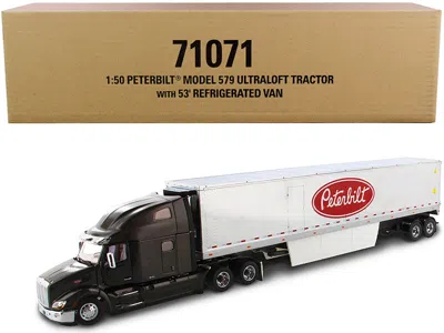 Diecast Masters Peterbilt 579 Ultraloft Truck Tractor With 53' Refrigerated Van Legendary Black And Chrome "transpor