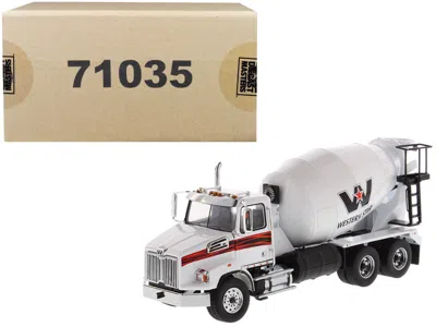 Diecast Masters Western Star 4700 Sb Concrete Mixer Truck White 1/50 Diecast Model By