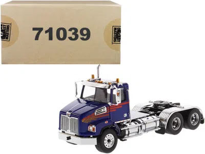 Diecast Masters Western Star 4700 Sb Tandem Day Cab Tractor Blue 1/50 Diecast Model By