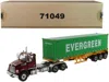 Diecast Masters Western Star 4700 Sb Tandem Truck Tractor Metallic Red With Skeleton Trailer And 40' Dry Goods Sea C