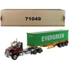 Diecast Masters Western Star 4700 Sb Tandem Truck Tractor Metallic Red With Skeleton Trailer & 40 Ft. Dry Goods Sea