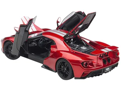 Diecast Model Autoart 2017 Ford Gt Liquid Red With Silver Stripes 1/18 Model Car By Autoart